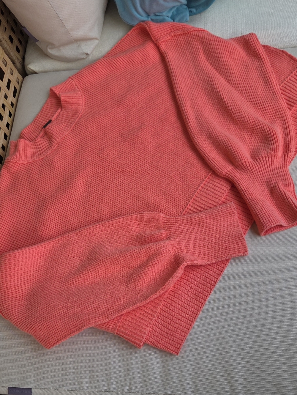 Free People Coral Ribbed Crewneck Sweater